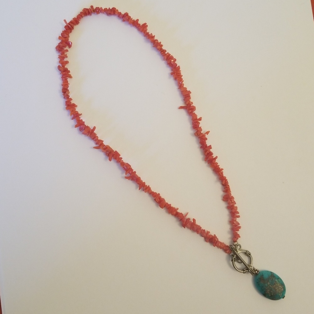 Coral, turquoise and silver Necklace